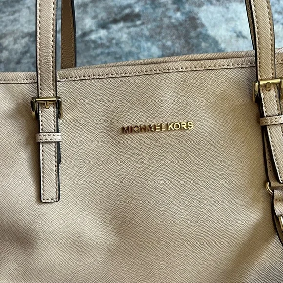 Michael Kors Beige Leather Tote - Picture 2 of 3
